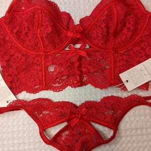 NWT For Love And Lemons Victoria's Secret Creamsicle Lace Bralette And Panty Set